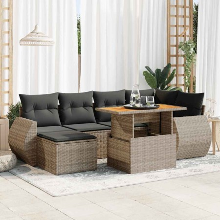 Set de sofás de jardín 7 pzas con cojines ratán sintético gris de , Conjuntos de jardín - Ref: Foro24-3327287, Precio: 479,57...