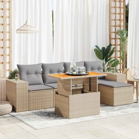 Juego de sofás jardín con cojines 6 pzas ratán sintético beige de , Conjuntos de jardín - Ref: Foro24-3327363, Precio: 440,90...