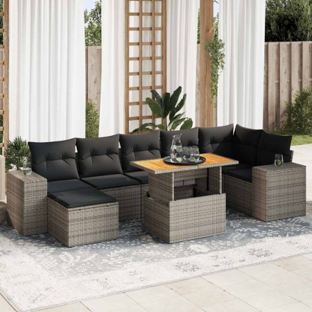 Set de sofás de jardín y cojines 8 piezas ratán sintético gris de , Conjuntos de jardín - Ref: Foro24-3327406, Precio: 536,55...