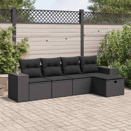Set de muebles de jardín 5 pzas y cojines ratán sintético negro de , Conjuntos de jardín - Ref: Foro24-3325661, Precio: 348,0...