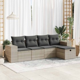 Set de sofás jardín y cojines 5 pzas ratán sintético gris claro de , Conjuntos de jardín - Ref: Foro24-3325668, Precio: 333,6...