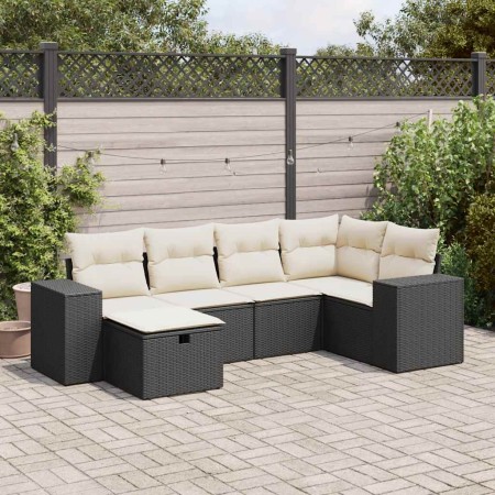 Set de sofás de jardín 6 piezas y cojines ratán sintético negro de , Conjuntos de jardín - Ref: Foro24-3325682, Precio: 393,3...