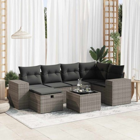 Set de sofás de jardín 7 pzas con cojines ratán sintético gris de , Conjuntos de jardín - Ref: Foro24-3325696, Precio: 474,96...