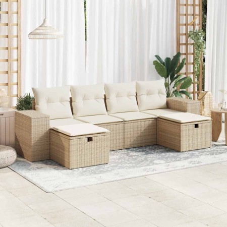 Juego de sofás jardín con cojines 6 pzas ratán sintético beige de , Conjuntos de jardín - Ref: Foro24-3325724, Precio: 468,34...