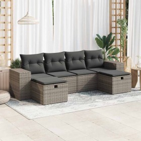 Set de muebles de jardín 6 pzas y cojines ratán sintético gris de , Conjuntos de jardín - Ref: Foro24-3325726, Precio: 374,75...