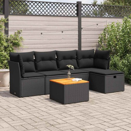 Set de sofás de jardín 6 piezas y cojines ratán sintético negro de , Conjuntos de jardín - Ref: Foro24-3325751, Precio: 378,1...