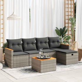 Set de muebles de jardín 6 pzas y cojines ratán sintético gris de , Conjuntos de jardín - Ref: Foro24-3325910, Precio: 340,70...