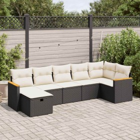 Set de sofás de jardín 7 pzas con cojines ratán sintético negro de , Conjuntos de jardín - Ref: Foro24-3325927, Precio: 412,7...