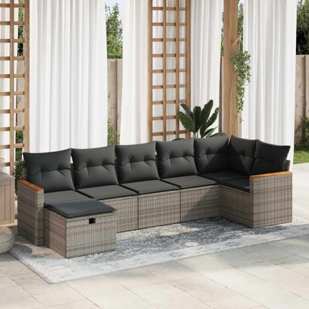 Set de sofás de jardín 7 pzas con cojines ratán sintético gris de , Conjuntos de jardín - Ref: Foro24-3325931, Precio: 438,27...