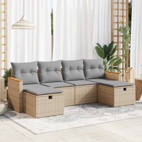 Juego de sofás jardín con cojines 6 pzas ratán sintético beige de , Conjuntos de jardín - Ref: Foro24-3325944, Precio: 377,99...