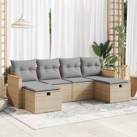 Juego de sofás jardín con cojines 6 pzas ratán sintético beige de , Conjuntos de jardín - Ref: Foro24-3325944, Precio: 377,99...