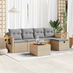 Juego de sofás jardín con cojines 6 pzas ratán sintético beige de , Conjuntos de jardín - Ref: Foro24-3325965, Precio: 391,12...