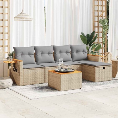 Juego de sofás jardín con cojines 6 pzas ratán sintético beige de , Conjuntos de jardín - Ref: Foro24-3325965, Precio: 391,12...