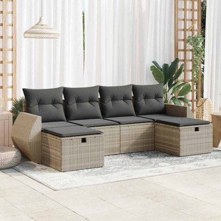Set de sofás de jardín 6 pzas y cojines ratán sintético gris de , Conjuntos de jardín - Ref: Foro24-3325628, Precio: 387,49 €...