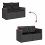 Set sofás jardín y cojines 5 pzas ratán sintético acacia negro de , Conjuntos de jardín - Ref: Foro24-3327478, Precio: 411,94...
