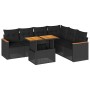 Set sofás jardín y cojines 7 pzas ratán sintético acacia negro de , Conjuntos de jardín - Ref: Foro24-3327492, Precio: 516,40...
