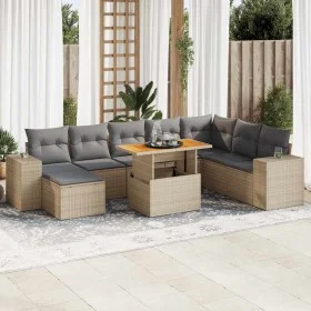 Set sofás jardín y cojines 9 pzas ratán sintético acacia beige de , Conjuntos de jardín - Ref: Foro24-3327412, Precio: 623,21...