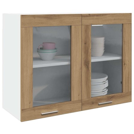 Armario colgante vidrio madera roble artisan 80x31x60 cm de , Armarios de cocina - Ref: Foro24-856120, Precio: 70,53 €, Descu...