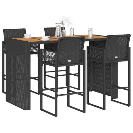 Set bar jardín sin cojines 5 pzas ratán sintético acacia negro de , Conjuntos de jardín - Ref: Foro24-3328891, Precio: 543,21...