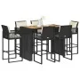Set bar jardín con cojines 7 pzas ratán sintético acacia negro de , Conjuntos de jardín - Ref: Foro24-3328902, Precio: 791,03...