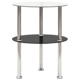 Mesa auxiliar 2 niveles vidrio templado transparente negro 38cm de vidaXL, Mesas auxiliares - Ref: Foro24-322788, Precio: 29,...