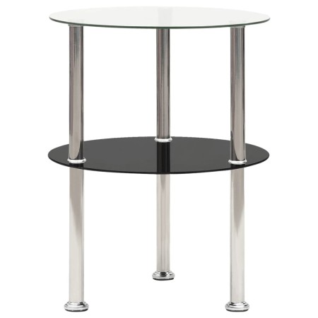 Mesa auxiliar 2 niveles vidrio templado transparente negro 38cm de vidaXL, Mesas auxiliares - Ref: Foro24-322788, Precio: 29,...