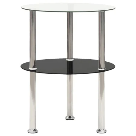 Mesa auxiliar 2 niveles vidrio templado transparente negro 38cm de vidaXL, Mesas auxiliares - Ref: Foro24-322788, Precio: 28,...