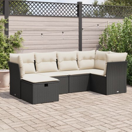 Set de sofás de jardín 6 piezas y cojines ratán sintético negro de , Conjuntos de jardín - Ref: Foro24-3325282, Precio: 375,9...