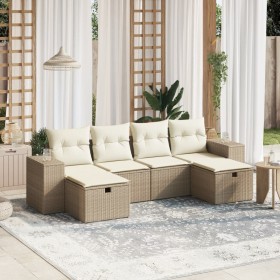 Juego de sofás jardín con cojines 6 pzas ratán sintético beige de , Conjuntos de jardín - Ref: Foro24-3264474, Precio: 404,22...