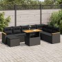 Set sofás jardín y cojines 9 pzas ratán sintético acacia negro de , Conjuntos de jardín - Ref: Foro24-3327520, Precio: 610,52...