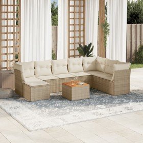 Set de sofás de jardín 9 pzas con cojines ratán sintético beige en Conjuntos de jardín | Comprar online en Foru.es