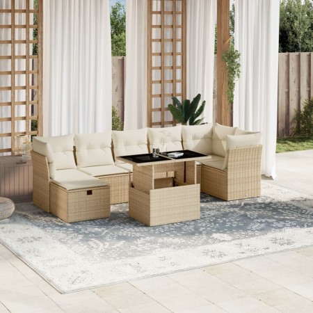 Set de sofás de jardín y cojines 8 piezas ratán sintético beige de , Conjuntos de jardín - Ref: Foro24-3274668, Precio: 558,2...
