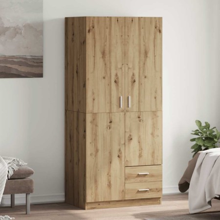 Armario de madera de ingeniería roble artesanal 80x52x180 cm de , Armarios roperos - Ref: Foro24-855887, Precio: 232,89 €, De...
