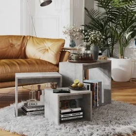 Mesas apilables 3 piezas madera contrachapada gris hormigón by , Side tables - Ref: Foro24-808580, Price: 60,22 €, Discount: %
