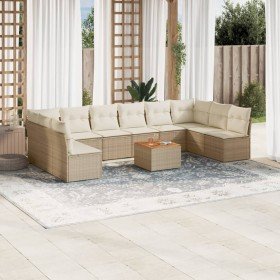 Set de sofás de jardín 11pzas con cojines ratán sintético beige en Conjuntos de jardín | Comprar online en Foru.es