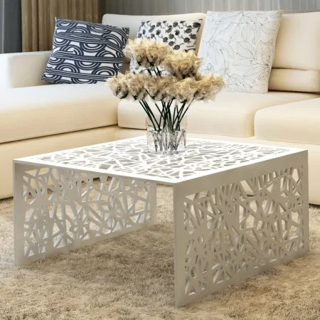 Mesa de centro con diseño geométrico calado aluminio plateado de , Mesas de centro - Ref: Foro24-242328, Precio: 266,81 €, De...