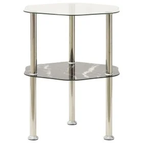 Mesa auxiliar 2 niveles vidrio transparente y negro 38x38x50 cm de vidaXL, Mesas auxiliares - Ref: Foro24-322792, Precio: 33,...