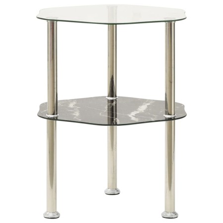 Mesa auxiliar 2 niveles vidrio transparente y negro 38x38x50 cm de vidaXL, Mesas auxiliares - Ref: Foro24-322792, Precio: 34,...