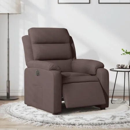 Sillón reclinable eléctrico tela marrón oscuro by , Armchairs - Ref: Foro24-3204961, Price: 289,04 €, Discount: %