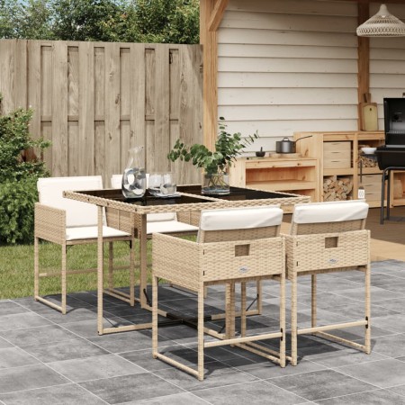 Set comedor de jardín 5 pzas con cojines ratán sintético beige de , Conjuntos de jardín - Ref: Foro24-3211258, Precio: 260,85...