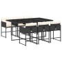 Set de comedor de jardín 7 pzas y cojines ratán sintético negro de , Conjuntos de jardín - Ref: Foro24-3211266, Precio: 377,9...