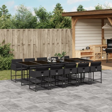Set de comedor jardín 11 pzas con cojines ratán sintético negro de , Conjuntos de jardín - Ref: Foro24-3211291, Precio: 671,0...