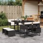 Set de comedor de jardín 9 pzas y cojines ratán sintético negro de , Conjuntos de jardín - Ref: Foro24-3211314, Precio: 340,3...