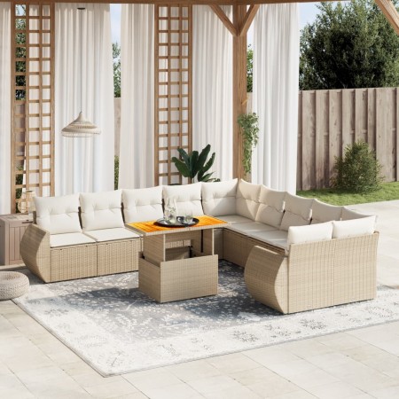 Set de sofás de jardín 11pzas con cojines ratán sintético beige de , Conjuntos de jardín - Ref: Foro24-3272388, Precio: 816,2...