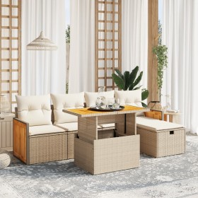 Juego de sofás jardín con cojines 6 pzas ratán sintético beige de , Conjuntos de jardín - Ref: Foro24-3276243, Precio: 394,63...