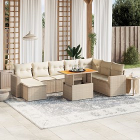 Set de sofás de jardín 9 pzas con cojines ratán sintético beige de , Conjuntos de jardín - Ref: Foro24-3271450, Precio: 596,6...