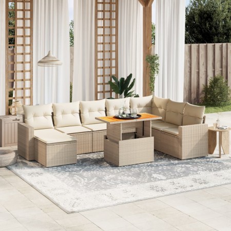 Set de sofás de jardín 9 pzas con cojines ratán sintético beige de , Conjuntos de jardín - Ref: Foro24-3271450, Precio: 596,6...