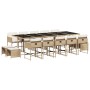 Set comedor de jardín con cojines 15 pzas ratán sintético beige de , Conjuntos de jardín - Ref: Foro24-3211354, Precio: 766,9...