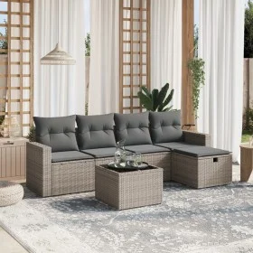 Set de muebles de jardín 6 pzas y cojines ratán sintético gris de , Conjuntos de jardín - Ref: Foro24-3263476, Precio: 341,50...