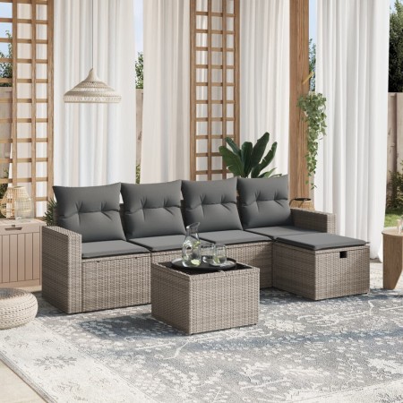 Set de muebles de jardín 6 pzas y cojines ratán sintético gris de , Conjuntos de jardín - Ref: Foro24-3263476, Precio: 340,75...